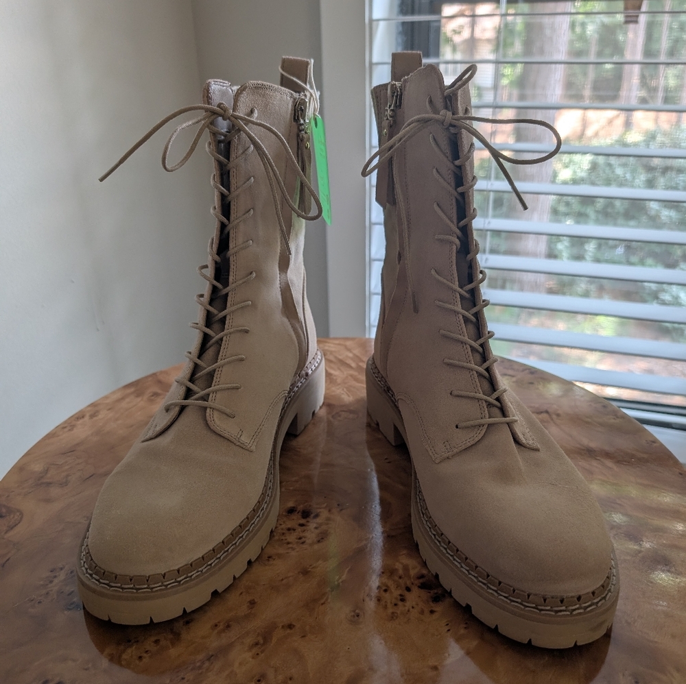 Sam Edelman Light Tan Suede Combat Boots
